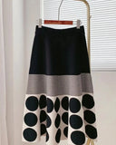 Mujer Polka Dot Knitted High Waist Skirt