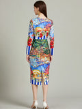 Tuscany Country Side Inspired Printed Pencil Dress