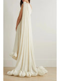 One Shoulder Chiffon  Sleeveless Gown