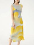 Miyake Blossom Long Pleated Slim Stretch Dress