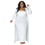 Plus Size Bodycon Halter Dress and Cardigan Set 