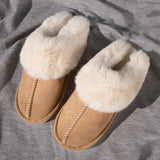 Plush Suede Faux Fur Slippers