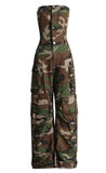 Strapless Camouflage Cargo Jumpsuit