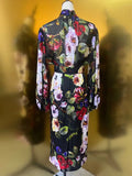 Elegant Floral Print Silk Dress