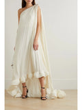 One Shoulder Chiffon  Sleeveless Gown