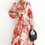 Pleated Floral A-line Dress