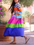 Multi-colored Striped A-line Dress