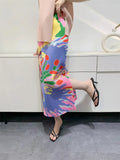 Miyake Floral Abstract Stretch Skirt