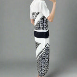 White and Black Signa Printed Stretch Dress