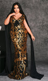 Sequin Maxi Dress - Black/Gold