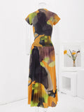 Abstract Contrast Color Print Skirt Set