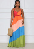 Meren Plus Size Summer Spaghetti Strap Backless Maxi Dress