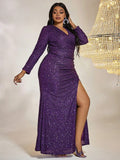 Eggplant Purple  Sequin Dress