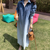 Ombre Long Denim Dress