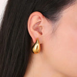 2 Pairs Set Vintage Gold Plated Chunky Dome Drop Earrings