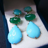 Blue Amazonite Chalcedony Turquoise Drop Earrings