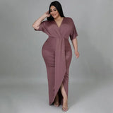 Ariella Plus Size V-Neck Bodycon Dress