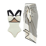 Alissa Color Block One Piece Swimsuit and Kimono