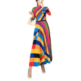 Pleated Colorful Patchwork Two-Piece Sets