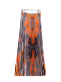 Tie Dye Printed Pleated Stretch 2 Piece Skirt Set