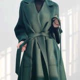 Hunter Green Belted Cashmere Coat 