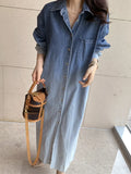 Ombre Long Denim Dress