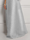 Glitz Solid Color V-Neck Luxury Elegant Dress