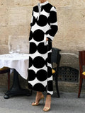 Polka-Dot Split-Side Stand Collar  Dress