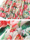 Boho Flower Print V-Neck Butterfly Sleeve Dress