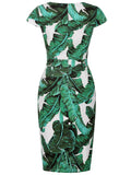 Banana Leaf Print Vintage Pencil Dress