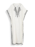 Standing Collar Embroidered Kaftan