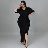 Ariella Plus Size V-Neck Bodycon Dress