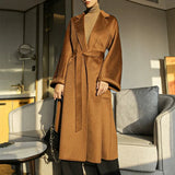 Copper Color Belted Cashmere Coat 