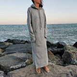 Comfy Side Split Hoodie Maxi Dress