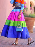 Multi-colored Striped A-line Dress