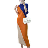 Slim-Fit Color Block Stretch Dress