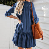 Loose Women V-Neck  Denim Shirt Dress