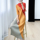 Slim-Fit Color Block Stretch Dress