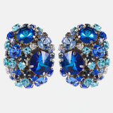 Statement Blue Rhinestone Earrings 