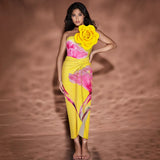 Nyssia Printed One Shoulder Beachwear