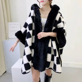 Plaid & Plush Shawl Coat