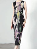 Miyake Floral Sleeveless Stretch Dress