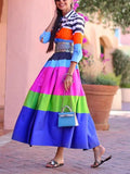 Multi-colored Striped A-line Dress