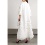 Rhinestone Feather Evening Dress