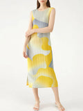 Miyake Blossom Long Pleated Slim Stretch Dress