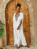 Standing Collar Embroidered Kaftan