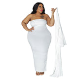 Plus Size Bodycon Halter Dress and Cardigan Set 