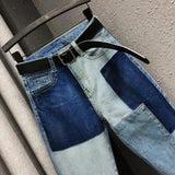 Contrast Color Patchwork Slouchy Jeans