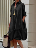 Lapel Collar Long Sleeve Shirt Dress