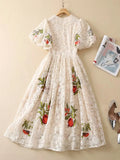 Abby Puff Sleeve Lace Tulip Embordered Dress